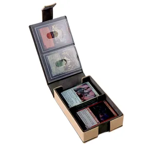 더블 오프닝 카드 시각화 표시 80 개 이상의 슬리브 카드 프로 트윈 플립 데크 케이스 용 2 공간 데크 박스