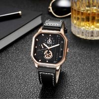 Nouvelle montre pour homme créative et tendance avec bracelet en cuir carré, cadran minimaliste, mouvement à quartz