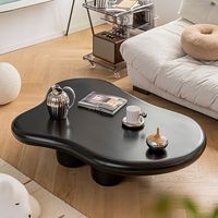 Livraison gratuite Table basse incurvée scandinave Table de ménage irrégulière Table d'extrémité noire et blanche