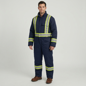 Combinaison de travail d'hiver en polyester respirant et isolant thermique à haute visibilité avec logo personnalisé, pour entrepôt frigorifique, fabricant OEM - Product Image 1