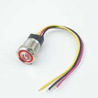 Interrupteur tactile 19MM 22MM avec fil Interrupteur à bouton-poussoir métallique étanche Interrupteur piézo-électrique métallique en acier inoxydable IP68 NO NC