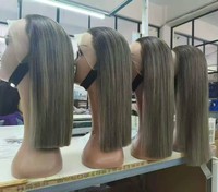 Peluca de Cabello Humano Vietnamita con Frente de Encaje 13*4, Color T1B/Gris Ceniza, Sin Pegamento, Doble Trama, 250% de Densidad