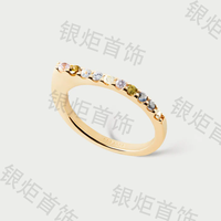 Bague empilable tendance en argent sterling 925 rhodié avec pierre CZ arc-en-ciel de haute qualité LOZRUNVE