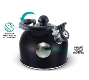 Thanh lịch 18/0 thép không gỉ bạc Ấm đun nước cho trà và cà phê chuẩn bị - Product Image 4