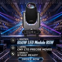 Zoom Hybride 650W LED BSW Moving Head Light CMY CTO Beam Spot Wash 3-en-1 DMX pour Fêtes, DJ, Discothèques, Événements, Mariages