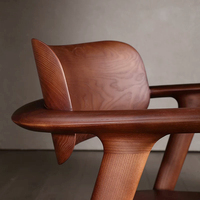 Fauteuil de salle à manger BST en bois de noyer massif, style moderne du milieu du siècle, avec assise entièrement en bois, pour salon et hôtel