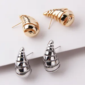 2024 Fashion New Arrival Brass 18K Gold Design Temperament Geometric Horn Earrings Wholesale