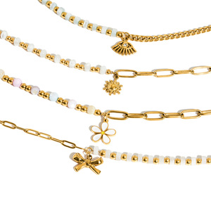 Collier pendentif floral avec pierres en zircone cubique pour femmes, bijoux cadeau, chaîne en acier inoxydable, Design doré - Product Image 5