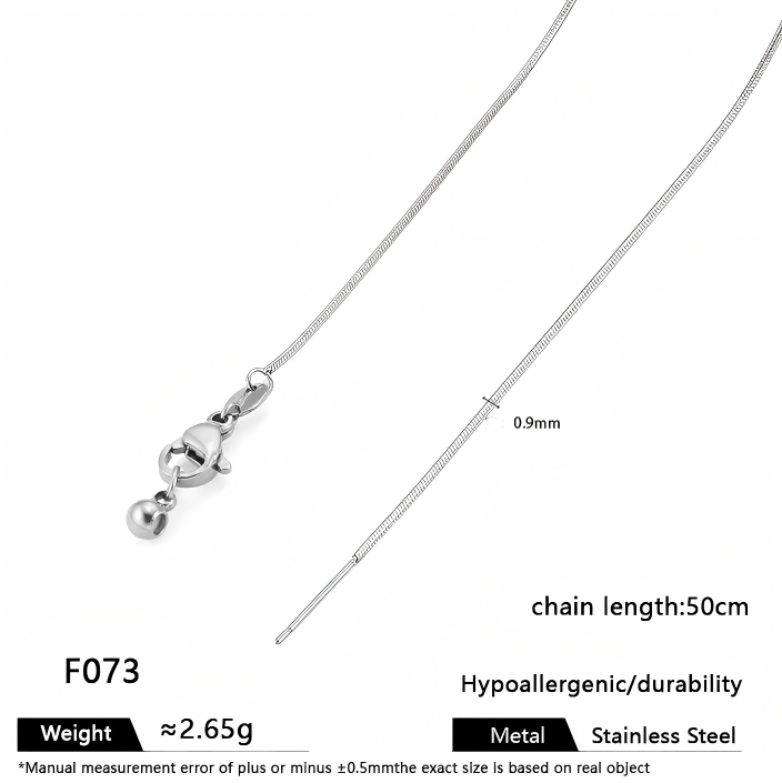 Steel-colored round snake chain-09 mm wide-50 cm necklace