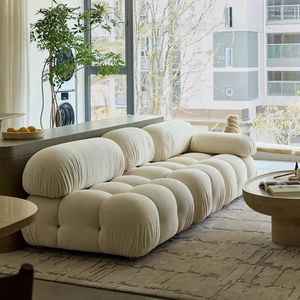 Sofá Modular de Combinación Libre, Estilo Camaleón Crema, Tela Simple, Bloque de Tofu, Muebles de Sala de Estar, Sofá Bloque - Product Image 4