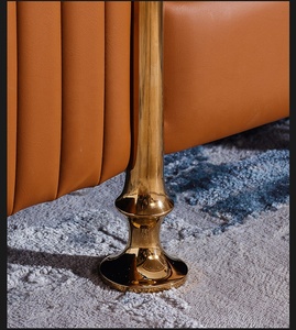 أريكة زاوية بتصميم ما بعد الحداثة مع شيزلونج، فخامة خفيفة، مصنوعة من الخشب الصلب والجلد، أريكة منحنية لغرفة المعيشة - Product Image 5