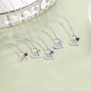 C7480 Abiding High-End Jewelry Wholesale Natural Gemstone Mother Gift 925 Sterling Silver Dainty Heart Necklace