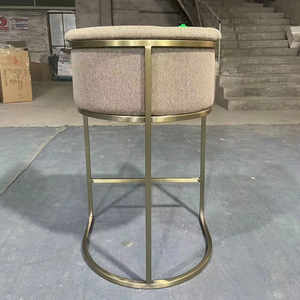 Ghế quầy bar cao cấp phong cách Bắc Âu, nhà hàng nội thất sang trọng, giá rẻ, màu vàng, ghế quầy bar hiện đại bằng kim loại, ghế quầy bar nhung trắng - Product Image 4