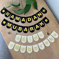 Nouveauté paillettes d'or sur ivoire ou noir feutre guirlande Eid Mubarak décoration tenture murale décor fer de lance pétoncle feutre drapeaux