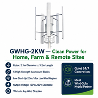 Éolienne à axe vertical GWH-2KW omnidirectionnelle sans dérive, démarrage à faible vitesse (2,5 m/s) pour usage domestique hors réseau VAWT