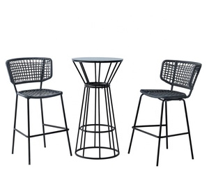Cheap bar <strong>Stools</strong> 3pcs <strong>Coffee</strong> Set PE Rattan <strong>Wicker</strong> bar High Chair <strong>Table</strong> Garden Patio Outdoor Furniture - Product Image 1