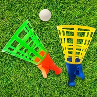 Ensemble de jeu de lancer et d'attraper la balle, jeu Pop and Catch, comprenant 1 panier lanceur et 2 balles, jeux de plein air pour les sports familiaux