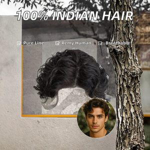022 PBaria BM Origin Hair Pu Front 100% Indian Remy Hair System Body Wave Right Part 25mm 120% Density Wigs <b>Toupee</b> Men - Product Image 2
