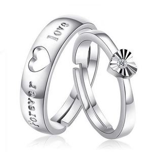 Personnalisé 925 bijoux de mode en argent sterling réglable pour toujours amour bague de mariage couples anneaux pour amoureux - Product Image 1