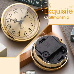 Ajuste/inserto de reloj de movimiento de cuarzo de 3-1/2 pulgadas (90mm) con adorno dorado y número arábigo, cara blanca - Product Image 4