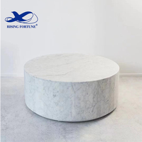 Table basse à socle arrondi en marbre naturel de Carrare Table d'appoint en marbre Meubles de maison en pierre