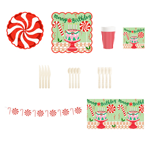 DAMAI Nuevos Estilos, Juego de Vajilla Desechable con Temática de Feliz Cumpleaños, Platos y Vasos de Papel, con Decoración de Pastel, Dulces y Globos - Product Image 2