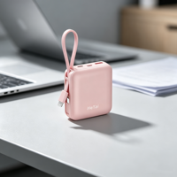 Batterie externe mini haute puissance 10000 mAh avec entrée/sortie Type-C, câble 8 broches, chargeur rapide 2-en-1 pour téléphones iOS