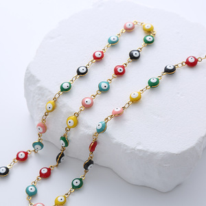 Pulsera de Acero Inoxidable Chapada en Oro de 18k al por Mayor para Mujer Hecha a Mano Estilo Bohemia Boho con Ojo Turco - Product Image 6