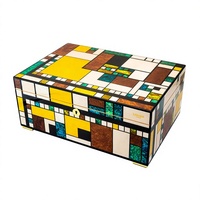 Eonluxe Édition Limitée Humidor à Cigares Rectangulaire Luxe Léger en Bois de Cèdre Espagnol, Boîte de Vieillissement et Vitrine Créative avec Incrustation de Coquillages