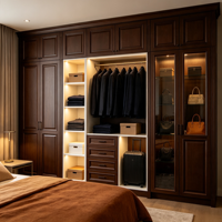 Armoire de style traditionnel, grande capacité, écologique, personnalisable, en bois massif, autoportante, construction durable