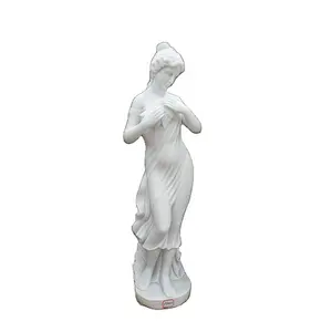 Custom Garden White Marble Life Size Lady Statue With Dove