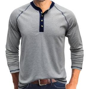 Liquidation ventes hommes grande taille <span class=keywords><strong>chemise</strong></span> décontractée à manches longues col en V boutonné t-shirt haut confort coupe mode travail coupe décontractée - Product Image 6
