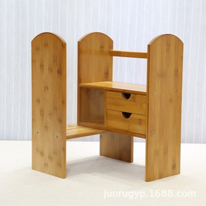Estante de almacenamiento de escritorio de bambú y madera de 3 niveles para organizar artículos de estudio, papelería y revistas - Product Image 3