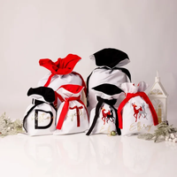 Sacs de Noël personnalisés en toile vierge grande taille avec cordon de serrage, sacs cadeaux réutilisables à double couche