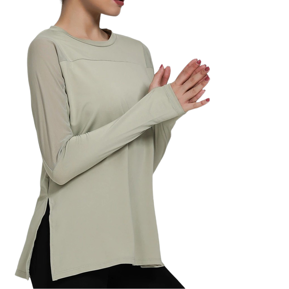 New Autumn Breathable for Solid Sleeve Loose Slim Yoga Wear Fitness T-shirt Quick-dry Women Yoga Top