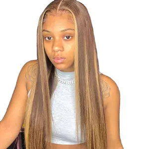 Straight Body Deep Wave Hair Weave Highlight Blonde Klavier farbe Ombre Virgin Human Hair Bundles mit Lace Closure Frontal