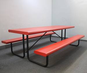 <span class=keywords><strong>Table</strong></span> de pique-nique rouge en acier massif pour jardin extérieur, terrasse, parc, avec <span class=keywords><strong>coussin</strong></span> - Product Image 3