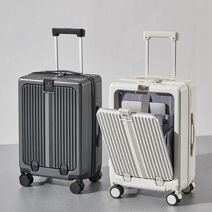 Valise à roulettes Yongsheng à ouverture frontale 20 pouces avec serrure, roues pivotantes à 360 degrés, pour voyages d'affaires, couleur unie - Product Image 5