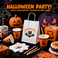 All Hallows' Eve Logo personnalisé Petit Gâteau Cookie Orange Blanc Boîtes Cadeaux Emballage Boîte à Gâteau en Papier avec Carte de Fond