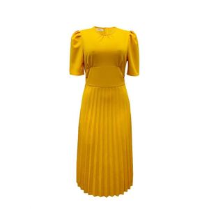 Summer New <b>Dress</b> <b>Plus</b> <b>Size</b> European American Casual Short Sleeve Pleated Solid Color - Product Image 1