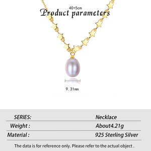 New Design S925 Sterling <b>Silver</b> <b>Necklace</b> with Freshwater Pearl <b>Star</b> Pendant Exquisite Jewelry Wholesale - Product Image 6
