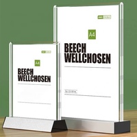 Présentoir de dépliants en acrylique, porte-affiche de Menu personnalisé en pouces, porte-affiche incliné en acrylique