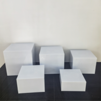 Buffet multifonction en acrylique blanc 5 faces Boîtes de restauration Stand Food Display Risers Cubes Wedding Centerpieces Décorations de table