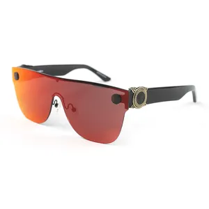 2023 Top supplier luxury rimless flat top sun glasses oversized men women one piece lens shades rectangle sunglasses