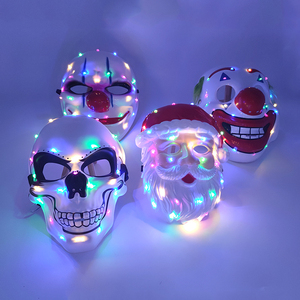 หน้ากากนีออน LED สำหรับผู้ชายชุดฮาโลวีนสยองขวัญน่ากลัวกระพริบฟักทองผีตัวตลกเต้นรำหน้ากากพลาสติกปลอมตัว - Product Image 1