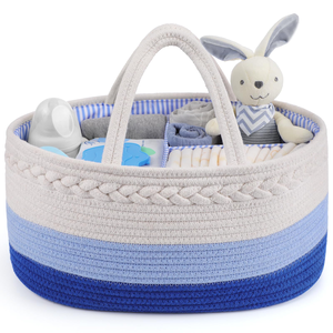 Cesta <span class=keywords><strong>de</strong></span> almacenamiento <span class=keywords><strong>de</strong></span> cuerda <span class=keywords><strong>de</strong></span> algodón azul blanco a precio <span class=keywords><strong>de</strong></span> fábrica para Baby Shower mamá bolsa <span class=keywords><strong>de</strong></span> pañales <span class=keywords><strong>de</strong></span> <span class=keywords><strong>maternidad</strong></span> para Picnic <span class=keywords><strong>de</strong></span> viaje - Product Image 1
