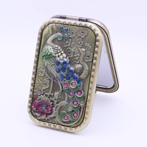 化粧ミラー折りたたみ式ピーコック両面化粧ミラー長方形形状ローズポータブルタッチアップ - Product Image 4