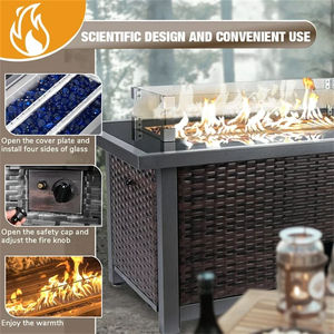 暖炉パティオガーデン裏庭用溶岩岩蓋付き屋外ガスファイヤーピットテーブル - Product Image 5