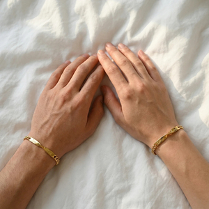 Pulsera de Pareja de Acero Inoxidable Chapada en Oro con Nombre Personalizado, Diseño Geométrico Moderno, para Aniversario, Dropshipping - Product Image 5