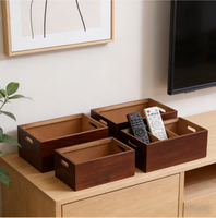 Boîte de rangement carrée en bois écologique de style européen, capacité 1-3L, organisateur de bureau polyvalent, pour le bureau, le maquillage, la salle de bain, la cuisine